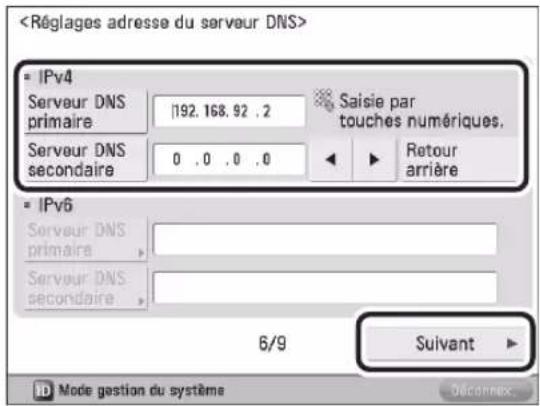 CANON imageRUNNER ADVANCE 400i - Configuration du serveur DNS07 - 1