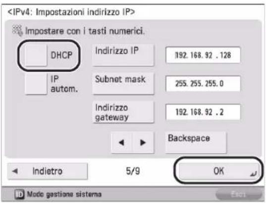 CANON imageRUNNER ADVANCE 400i - Per abilitare il DHCP ● - 1