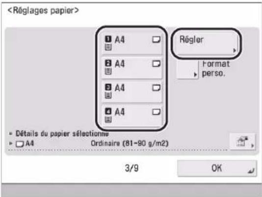 CANON imageRUNNER ADVANCE 400i - Enregistrement des informations sur le papier que l'on a chargé lors de l'installation de la machine - 1