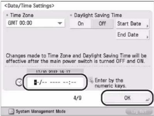 CANON imageRUNNER ADVANCE 400i - Setting the Date and Time05 - 3