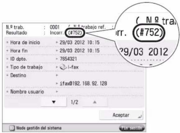 CANON imageRUNNER ADVANCE 400i - Cuando se muestre un código de error - 1