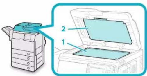 CANON imageRUNNER ADVANCE 400i - Limpiar el cristal de copia y la parte inferior del alimentador - 1