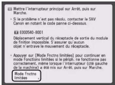 CANON imageRUNNER ADVANCE 400i - Si [Mode Fnctns limitées] s'affiche : ● - 1