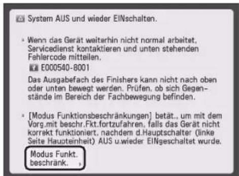 CANON imageRUNNER ADVANCE 400i - Serviceruf-Meldung - 2