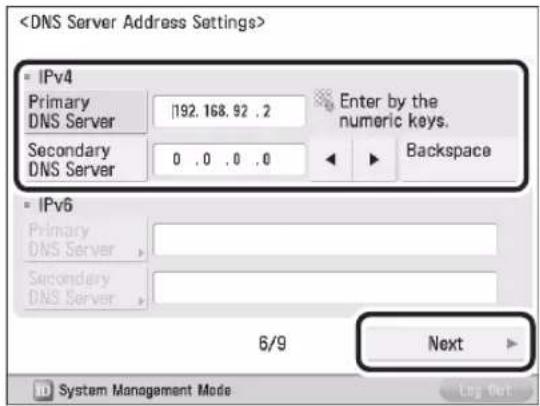 CANON imageRUNNER ADVANCE 400i - Setting the DNS Server07 - 1