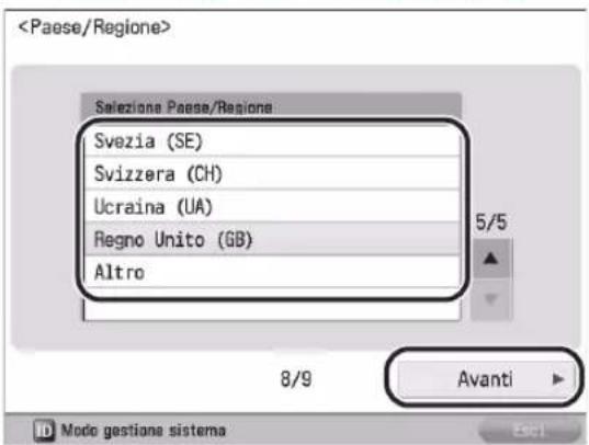 CANON imageRUNNER ADVANCE 400i - Impostazione Paese/regione 09 - 1