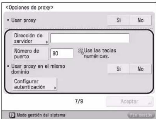 CANON imageRUNNER ADVANCE 400i - Establecer el servidor proxy08 - 1
