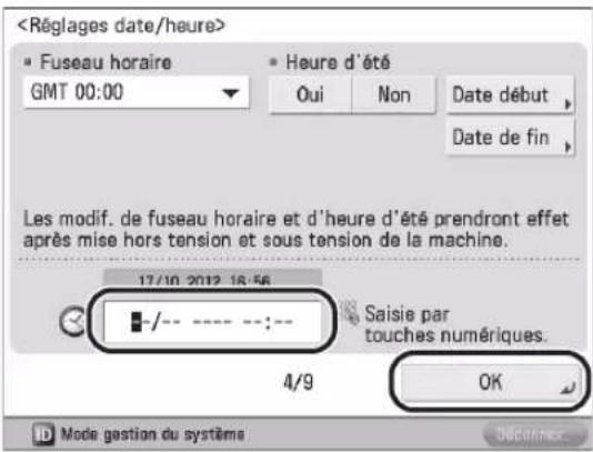 CANON imageRUNNER ADVANCE 400i - Réglage de la date et de l'heure 05 - 1