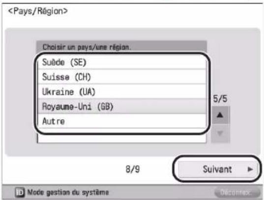 CANON imageRUNNER ADVANCE 400i - Réglage du pays ou de la région 09 - 1