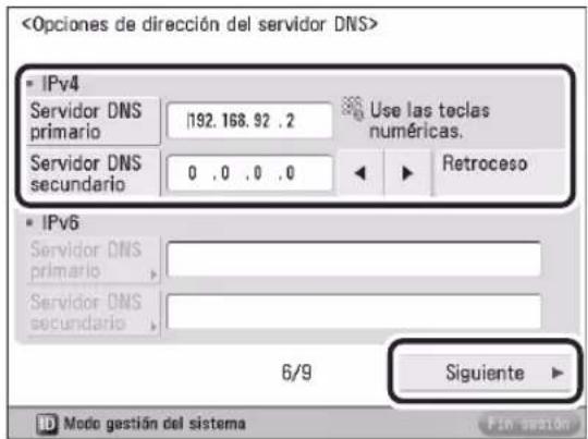 CANON imageRUNNER ADVANCE 400i - Establecer un servidor DNS07 - 1
