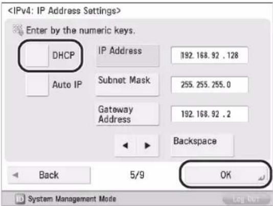 CANON imageRUNNER ADVANCE 400i - To enable DHCP ● - 1