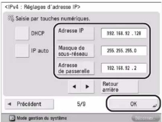 CANON imageRUNNER ADVANCE 400i - Saisie manuelle : ● - 1