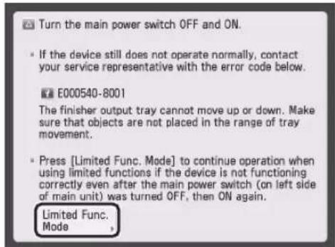 CANON imageRUNNER ADVANCE 400i - When [Limited Func. Mode] is displayed: ● - 1