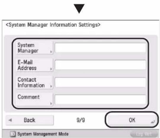 CANON imageRUNNER ADVANCE 400i - Change the authentication information → press [Next] → enter information if necessary → press [OK]. - 2