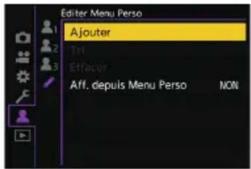 Editor Menu Perso Ajouter Tri Effector Aff. depuis Menu Perso NON