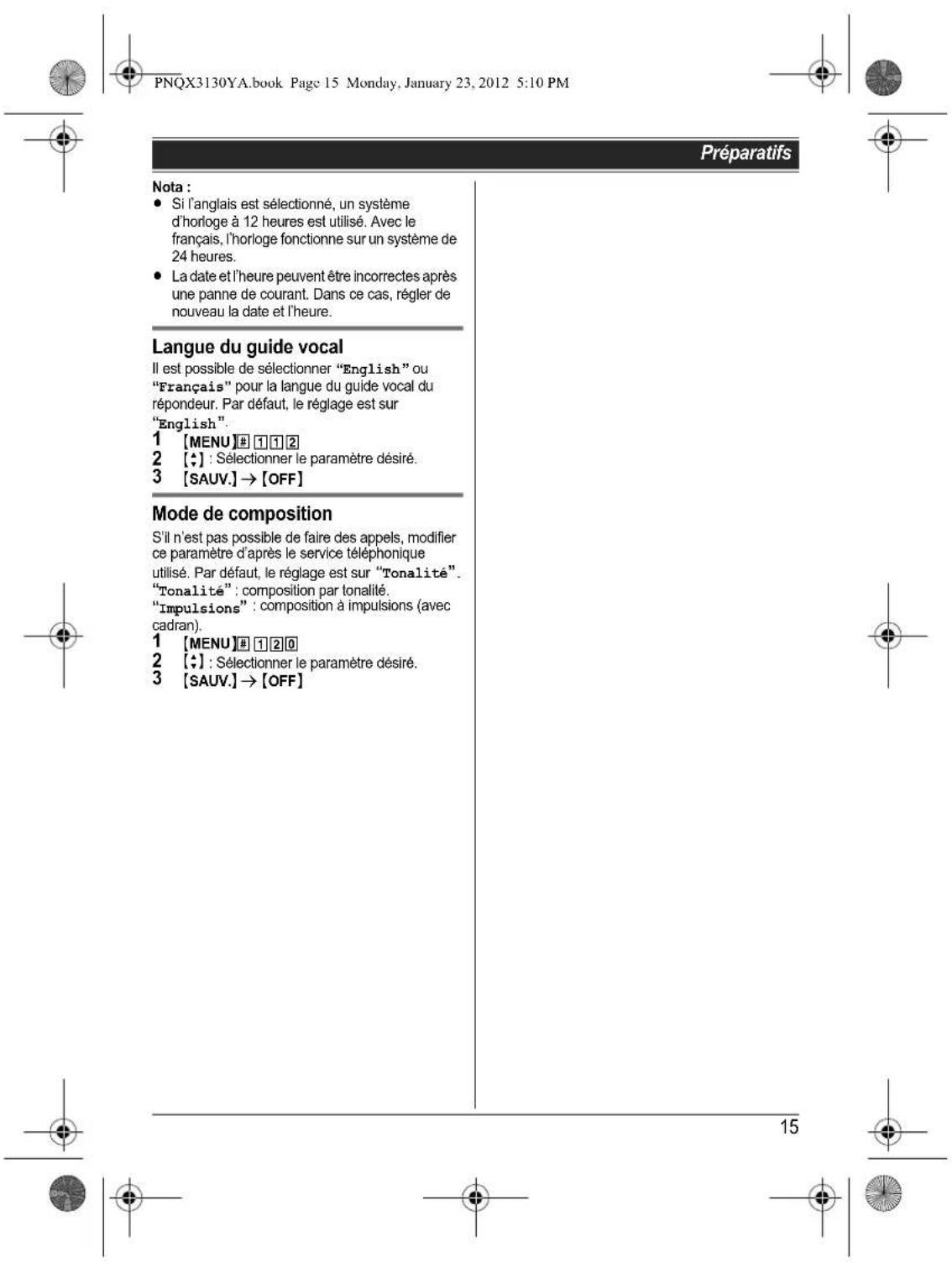 PANASONIC KX-TG4114 - Date et heure - 1
