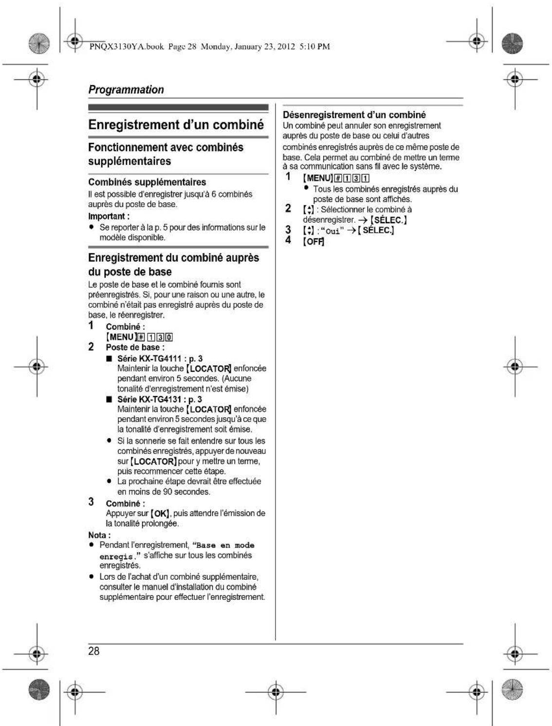 PANASONIC KX-TG4112 - Avant d'utiliser l'appareil pour la première fois, consultez "Préparatifs" à la p. 10. - 32
