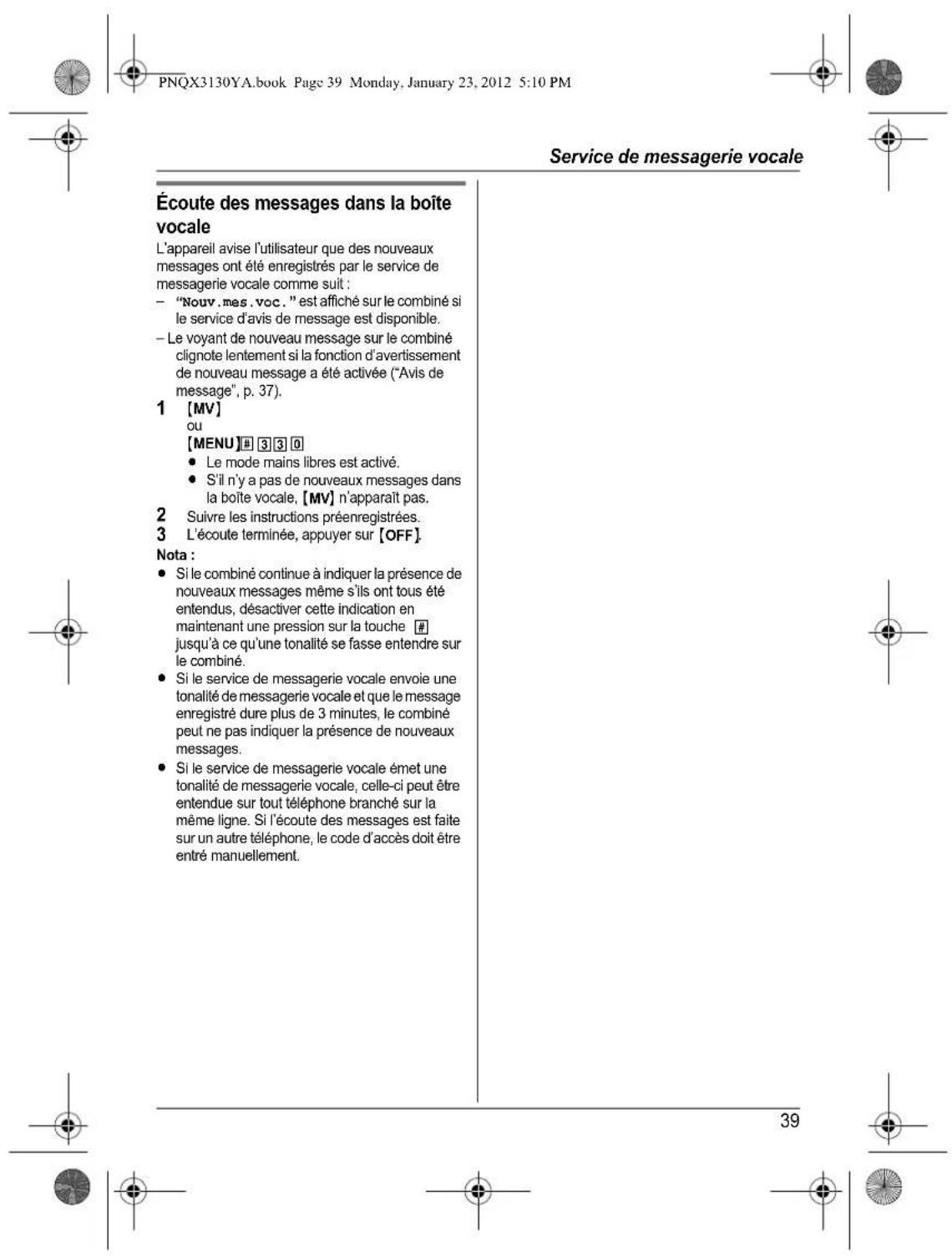 PANASONIC KX-TG4112 - Avant d'utiliser l'appareil pour la première fois, consultez "Préparatifs" à la p. 10. - 43