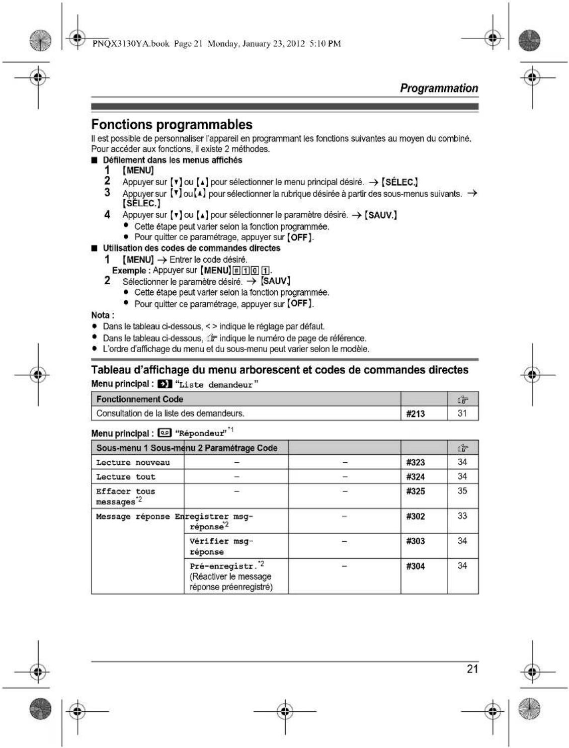 PANASONIC KX-TG4112 - Avant d'utiliser l'appareil pour la première fois, consultez "Préparatifs" à la p. 10. - 25