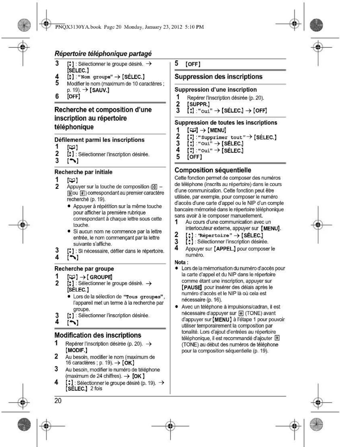 PANASONIC KX-TG4112 - Avant d'utiliser l'appareil pour la première fois, consultez "Préparatifs" à la p. 10. - 24