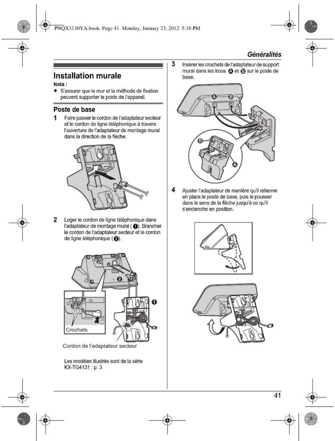 PANASONIC KX-TG4112 - Avant d'utiliser l'appareil pour la première fois, consultez "Préparatifs" à la p. 10. - 45