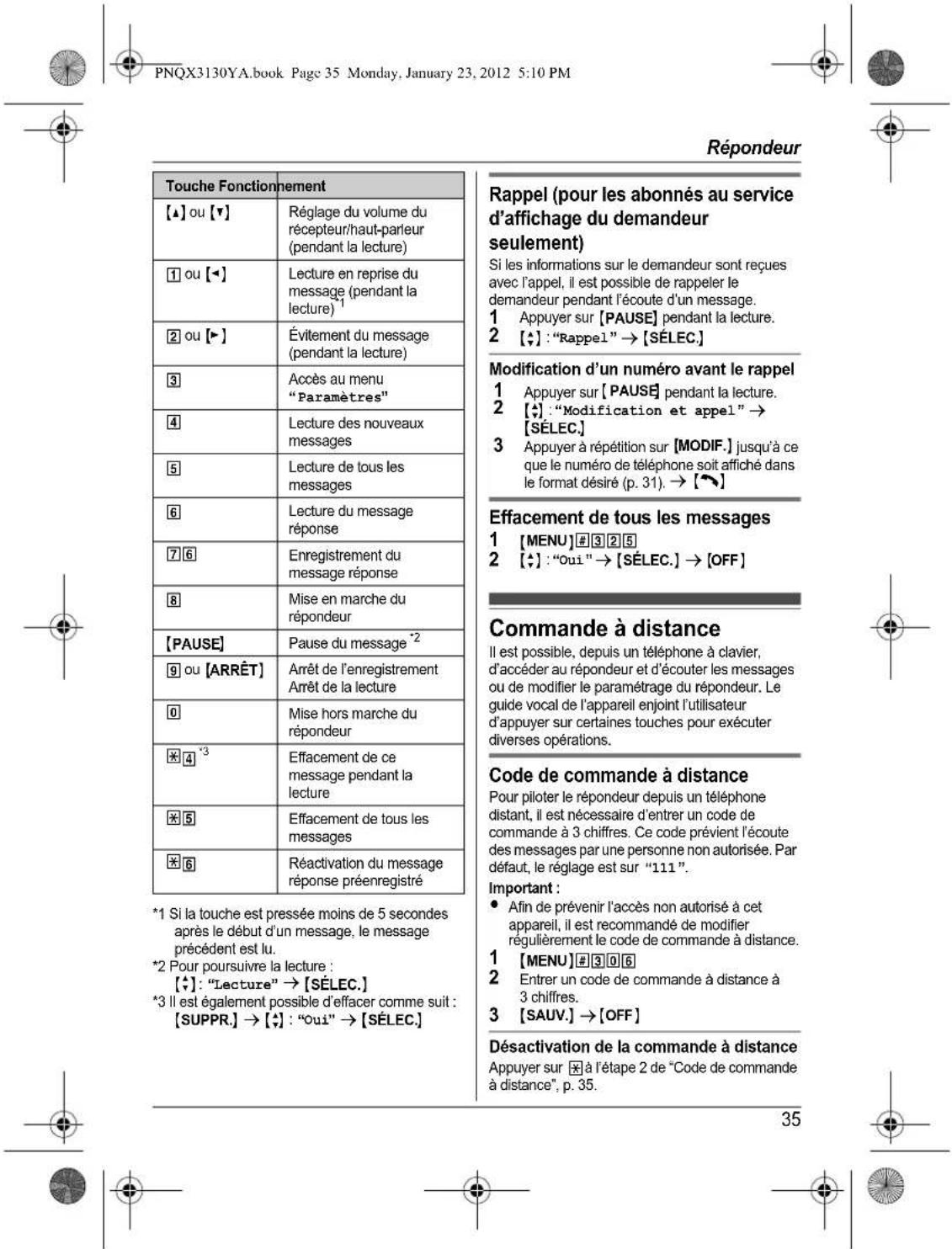 PANASONIC KX-TG4112 - Avant d'utiliser l'appareil pour la première fois, consultez "Préparatifs" à la p. 10. - 39