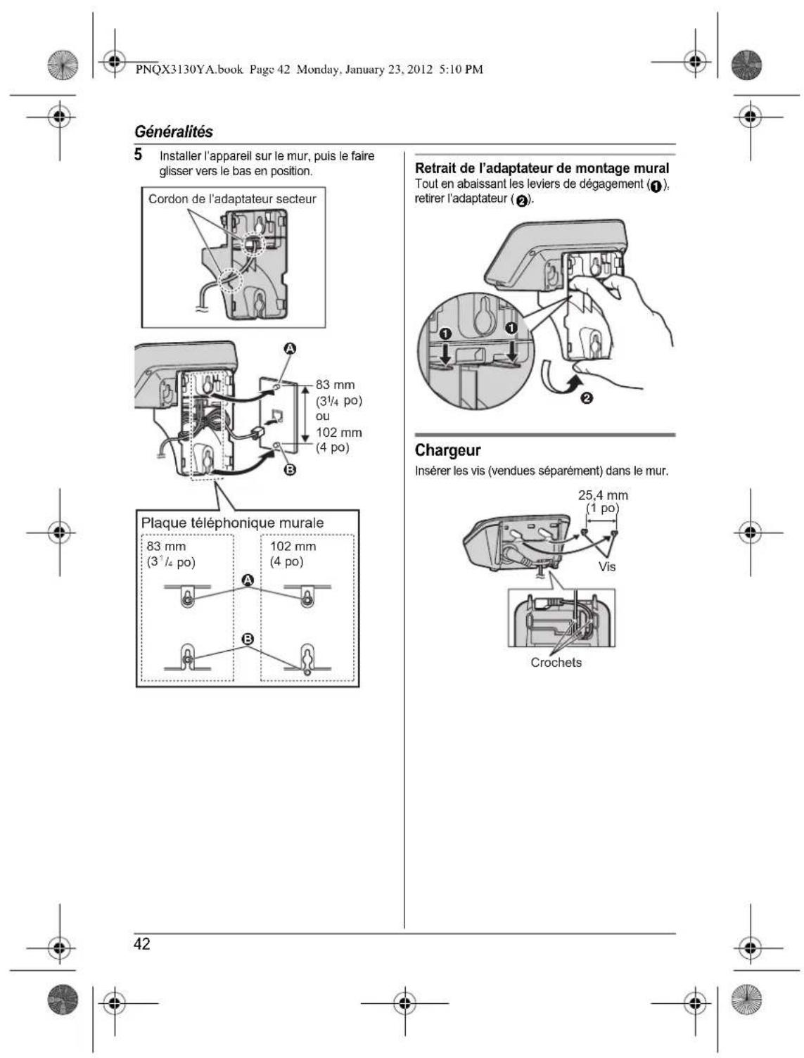 PANASONIC KX-TG4112 - Avant d'utiliser l'appareil pour la première fois, consultez "Préparatifs" à la p. 10. - 46