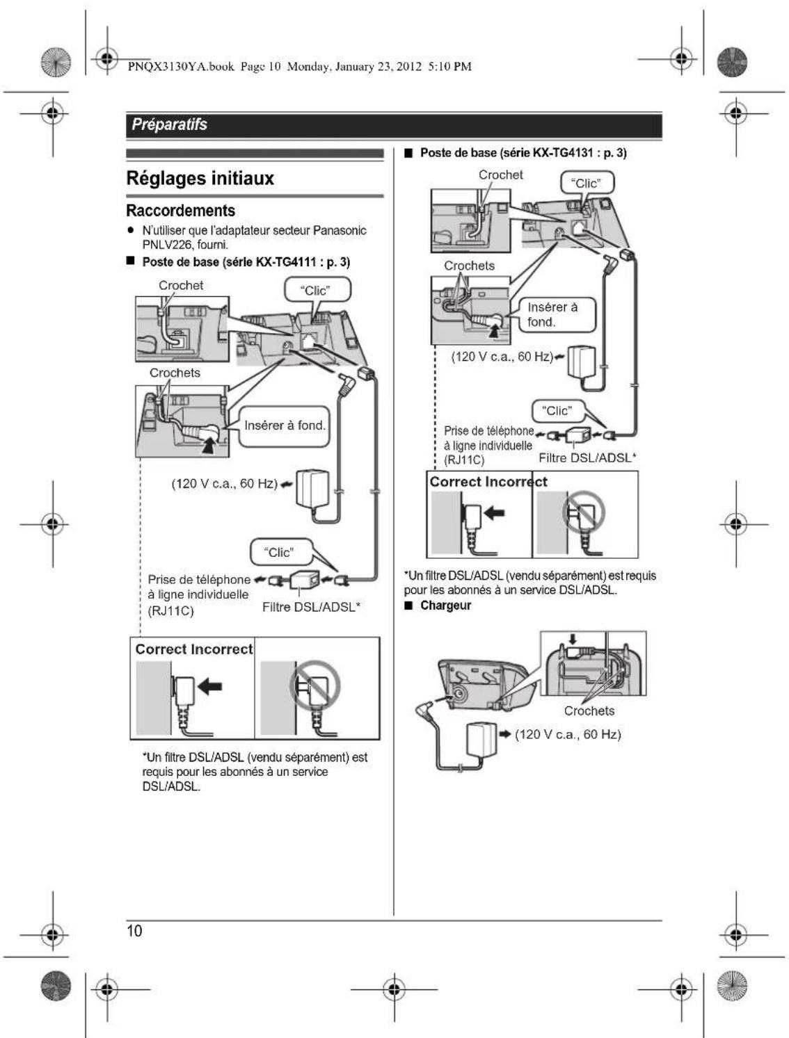PANASONIC KX-TG4112 - Avant d'utiliser l'appareil pour la première fois, consultez "Préparatifs" à la p. 10. - 14