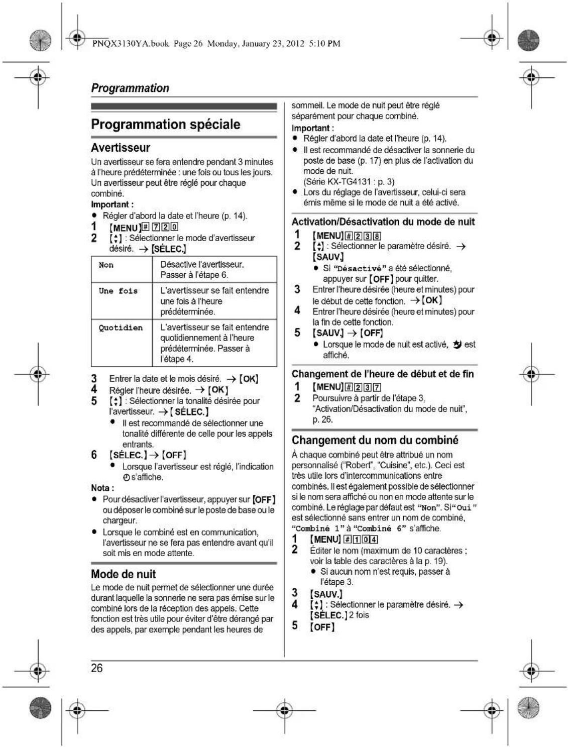 PANASONIC KX-TG4112 - Avant d'utiliser l'appareil pour la première fois, consultez "Préparatifs" à la p. 10. - 30