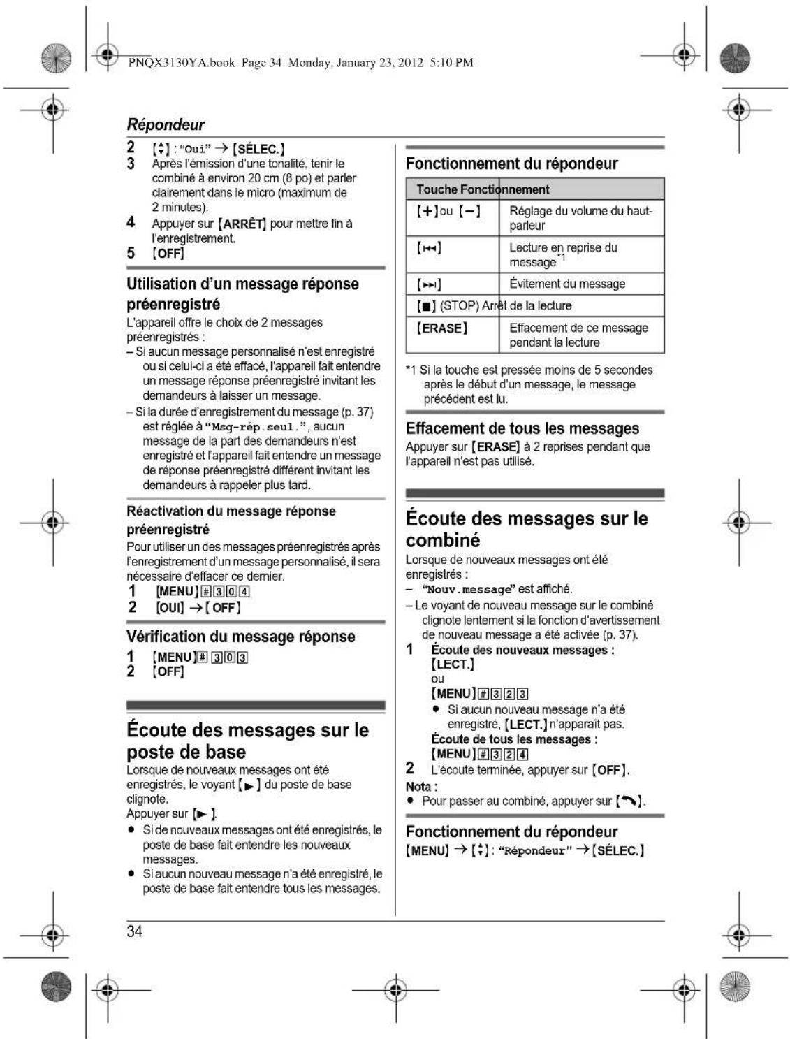 PANASONIC KX-TG4112 - Avant d'utiliser l'appareil pour la première fois, consultez "Préparatifs" à la p. 10. - 38