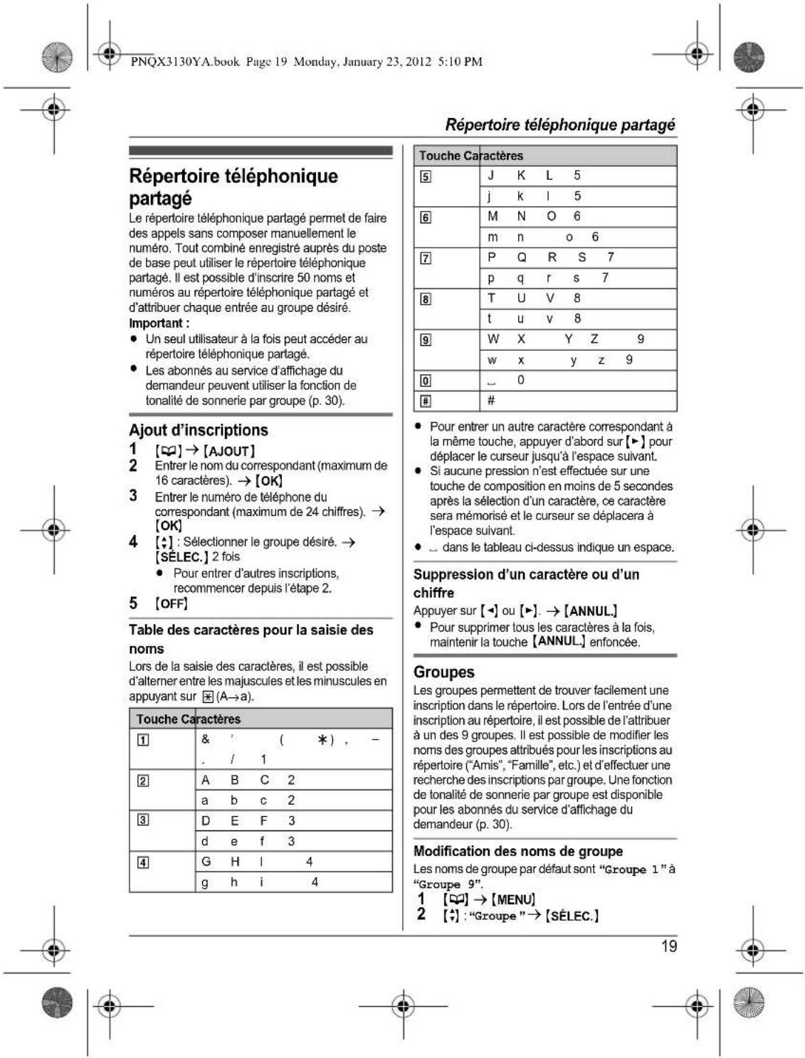 PANASONIC KX-TG4112 - Avant d'utiliser l'appareil pour la première fois, consultez "Préparatifs" à la p. 10. - 23