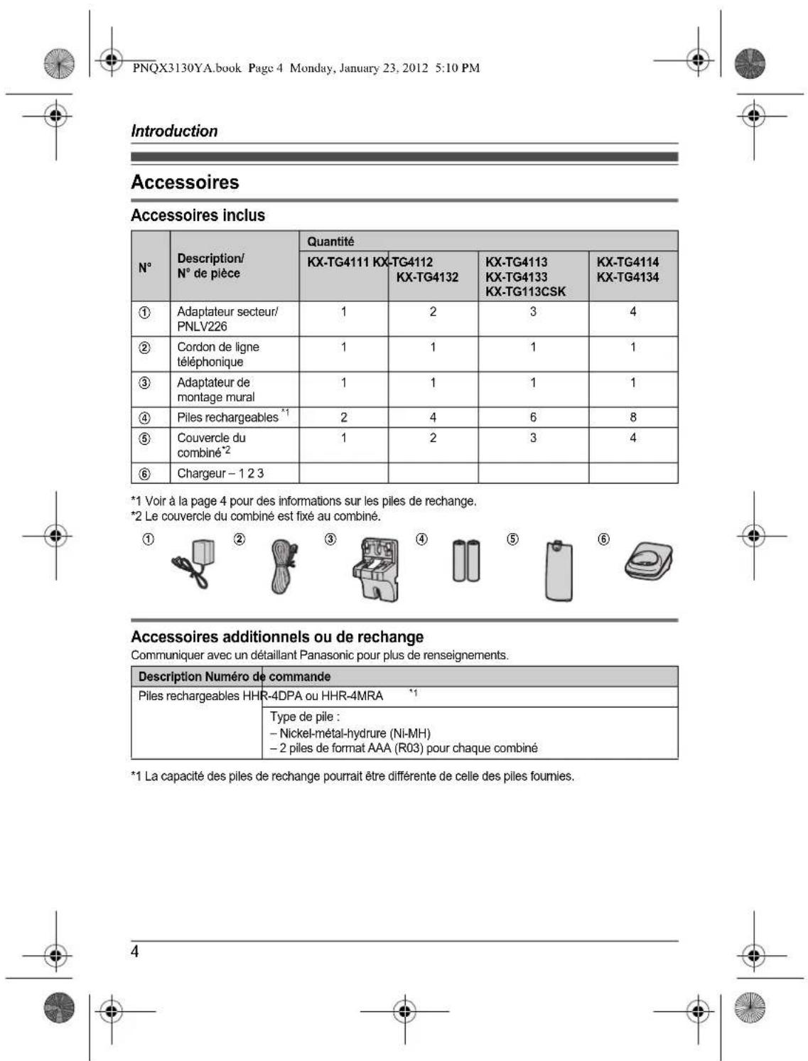 PANASONIC KX-TG4112 - Avant d'utiliser l'appareil pour la première fois, consultez "Préparatifs" à la p. 10. - 8