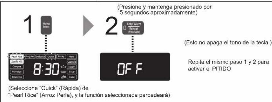 PANASONIC SR-AFM187 - ■Para eliminar el pitido durante la cocción, recalentamiento (terminar el pitido) - 1