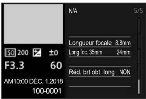 N/A 5/5 Longueur focale 8.8mm Long foc. 35mm 24mm Réd. brt obt. long NON ISO 200 ±0 F3.3 60 AM10:00 DÉC. 1.2018 100-0001