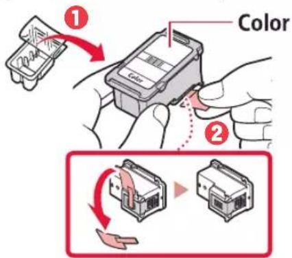 CANON PIXMA TS3452 - Remove the Color FINE cartridge from the package and remove the protective tape. - 1