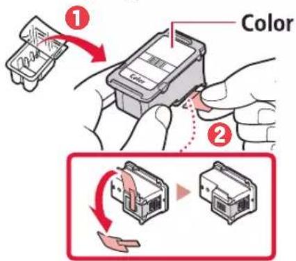 CANON PIXMA TS3452 - Poista värillinen FINE-kasetti pakkauksesta ja irrota suojateippi. - 1