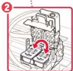 Technical diagram of a mechanical component with red annotation indicating rotation or assembly