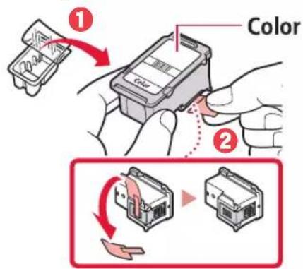 CANON PIXMA TS3440 - Витягніть картридж FINE із кольоровим чорнилом з упаковки й зніміть захисну стрічку. - 1