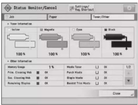 CANON imagePRESS C9010VP - [Toner/Other] screen - 1