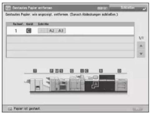 CANON imagePRESS C9010VP - Beheben von Papierstaus und Heftklammernstaus - 1