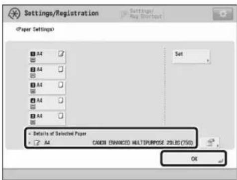 CANON imagePRESS C9010VP - Confirm that the selected paper type and size are displayed in  → press [OK]. - 1