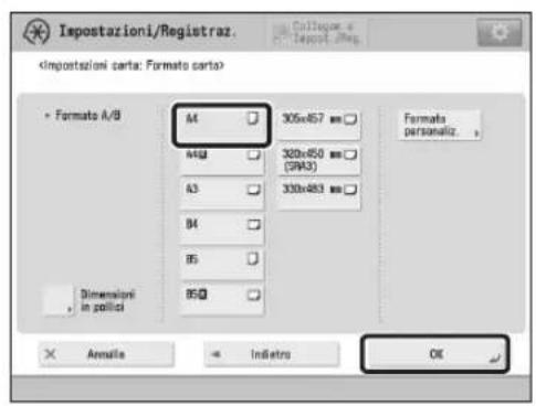 CANON imagePRESS C9010VP - Selezionare lo stesso formato carta caricato → premere [OK]. - 1