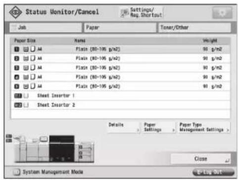 CANON imagePRESS C9010VP - [Paper] screen - 1