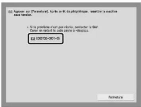 CANON imagePRESS C9010VP - Noter le code d'erreur. - 1