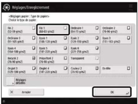 CANON imagePRESS C170 - Mémorisation des types de papier personalisés - 2