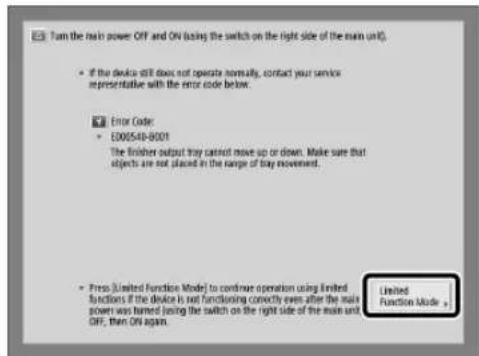 CANON imagePRESS C170 - If a key for the Limited Functions mode is displayed: - 2