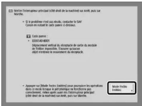 CANON imagePRESS C170 - Si une clé pour le mode Fonctions limitées s'affiche : - 2
