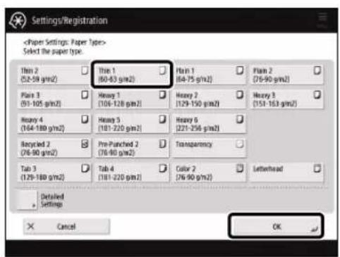 CANON imagePRESS C170 - Registering Custom Paper Types - 2
