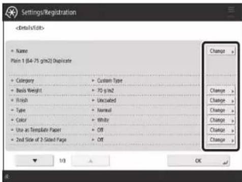 CANON imagePRESS C170 - Press  for the item you want to change. - 2