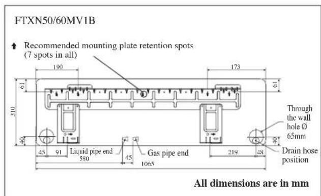 DAIKIN RXN50MV1B - Mounting Installation Plate - 4